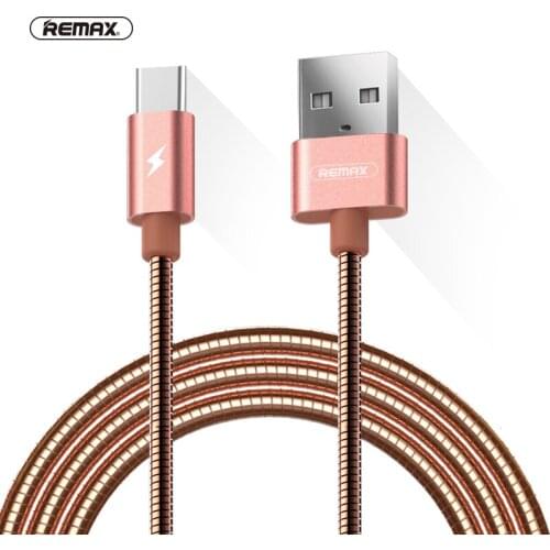 REMAX Metal Spring wire usb Type C Data Cable 2.1A Fast Charging USB C Cable for xiaomi 4C MI5 redmi 4 pro/samsung S8