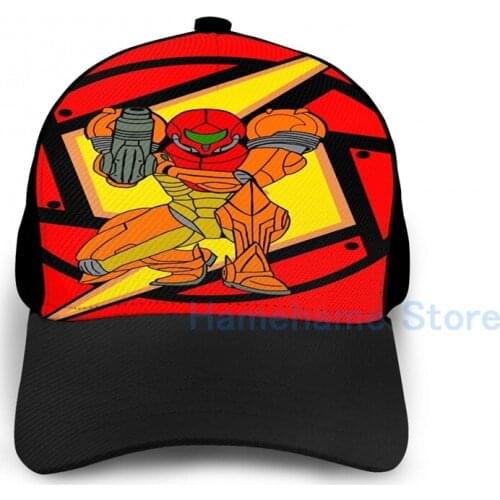Fashion Metroid Samus Basketball Cap men women Graphic print black Unisex adult hat