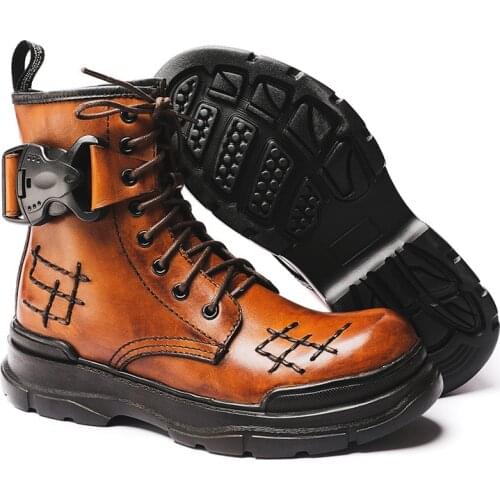 2020 Warm Motocycle Boots for Men Punk Style Army Shoes Vintage Winter Boots X#20/10D50