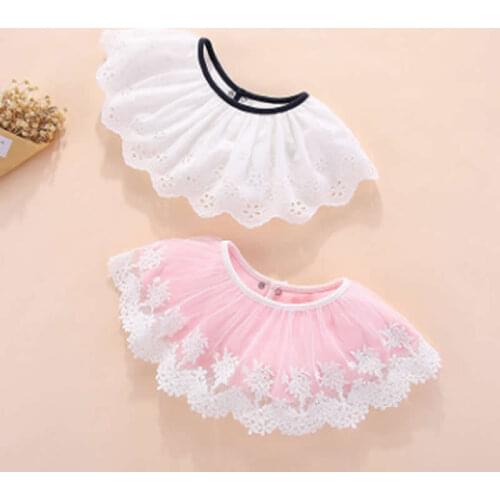 Newborn Baby Bibs Girls Cotton round Circle bibs kids lace embroidery scarf girls Feeding Accessories characters baby burp cloth