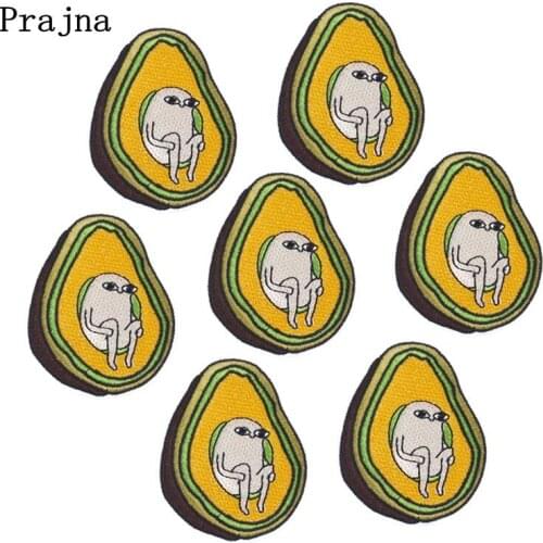 Prajna 10PCS Avocado Embroidered Patches For Clothing Iron On Patches Cartoon Patches For Clothes Applique Stripe DIY Cute Badge