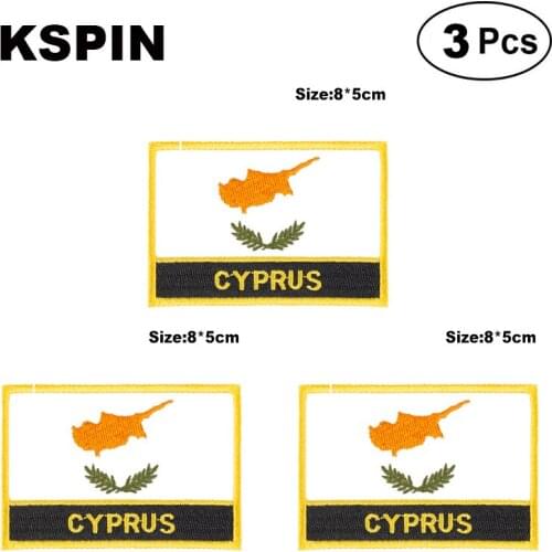 Cyprus Rectangular Shape Flag patches embroidered flag patches national flag patches for clothing DIY Decoration