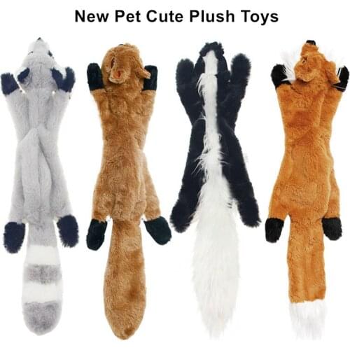 New cute plush toys squeak pet wolf rabbit animal plush toy dog chew squeaky whistling involved squirrel dog toys