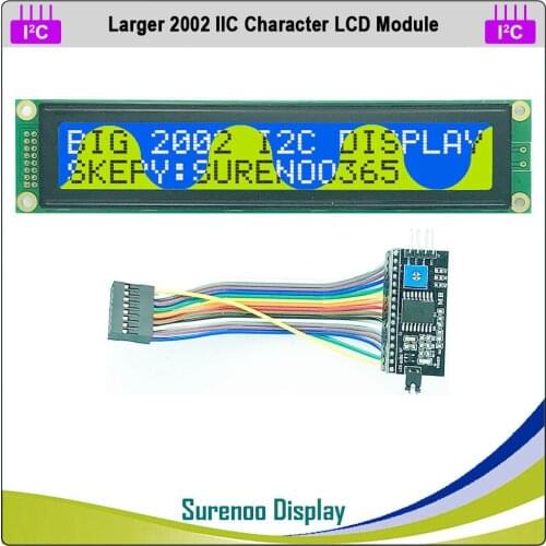 Serial IIC / I2C / TWI 2002 202 20*2 Larger Character LCD Module Display Yellow Green Blue with Backlight for Arduino