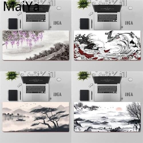 Maiya Chinese Style Black And White Ink Art Rubber PC Computer Gaming mousepad Free Shipping Large Mouse Pad Keyboards Mat