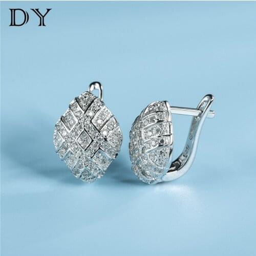DY 925 Sterling Silver Earring Clear CZ Elegant Luxury Delicate Hoop Earring For Female Fashion Accessories Trendy Fine Jewelry