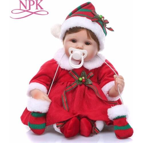 NPK 18inch full body silicone Christmas doll gift waterproof bath toy likelike very soft touch bebe doll reborn