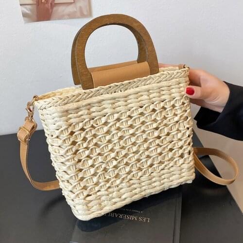 Summer Straw Beach Bag Handmade Round Women Shoulder Bags Rattan Bags Bohemian Casual Woven Basket Lady Handbags ladies Totes