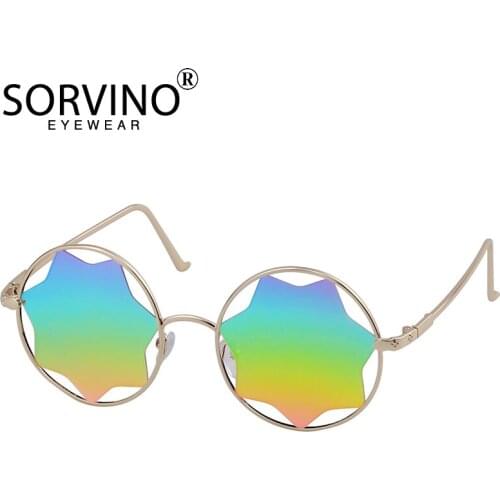 SORVINO Unique Round Star Shape Mirror Sunglasses Women Fashion Hollow Colorful Lens Eyewear Men Trending Sun Glasses Shades