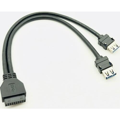 USB3.0 Cable USB Connector for PC Front Panel USB Hub USB 3.0 20pin Header Dual Port USB3 Adapter Fixed Foot for DIY Panel Mount