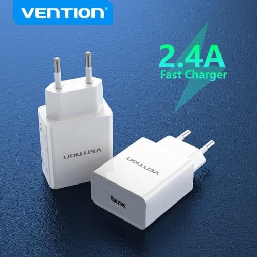 Vention USB Charger for iPhone Xs X 8 7 iPad 2.4A Fast Wall Charger EU Adapter for Samsung S9 Xiaomi Huawei Mobile Phone Charger