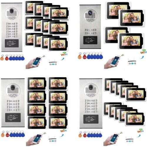 7 Inch Wifi Video Intercom 12~4 Apartment Wireless Video Door Phone Doorbell Camera System 1000TVL APP remote control