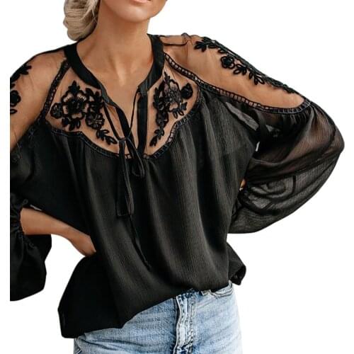 WEIXINBUY Women's Shirts With Embroidery