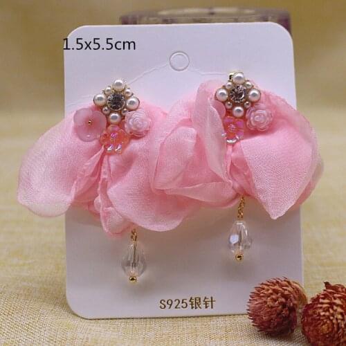 Zerong Ejewelry pink organza Earrings for Women Accessories imitated pearl earring crystal dangling 2021new fashion earring