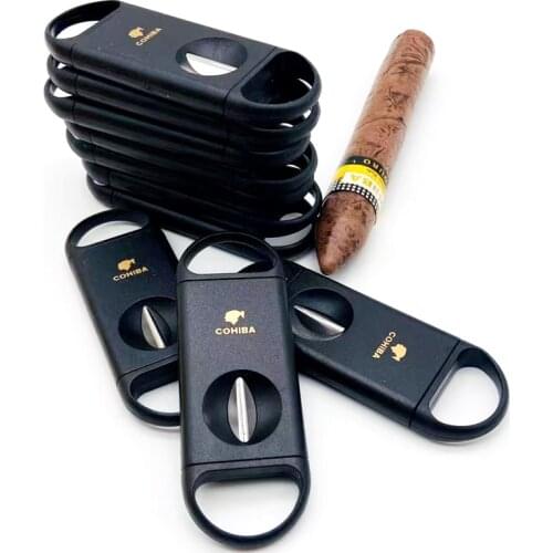 10Pcs/Lots COHIBA Cigar Cutters V-Cut Sharp Portable Stainless Steel Blade Cigars Guillotine Pocket Knife Cigar Accessories