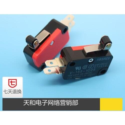 10pcs/V-155-1C25 KW7-3 Plastic Wheel pressure iron handle trip limit micro switch One on one off