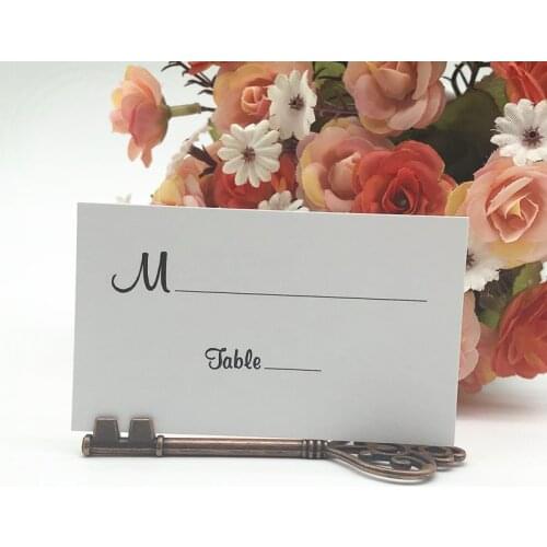 100pcs/lot Wedding Favors Antique Copper Color Key Place Card Holder with Place Name Card Wedding Decoration Accessory