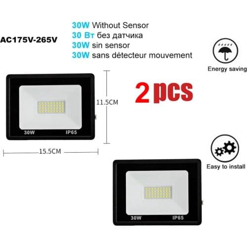 2 pcs 220V 10-100W LED FloodLight Spotlight Exterior Street wall reflector Lights Wireless led Adjustable Angle Motion Sensor Li