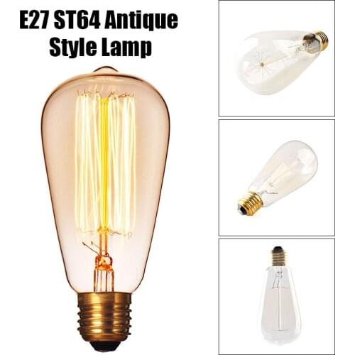 220V 240V E27 E26 40W 60W edison bulb Incandescent Light Retro Edison Filament Bulb ST64 Decorative Lamp 6pcs/lot