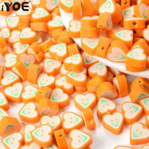 30/50/100pcs Love Heart Clay Beads Smiley Face Polymer Clay Beads Spacer Jewelry Beads For Making DIY Earring Necklace Bracelet
