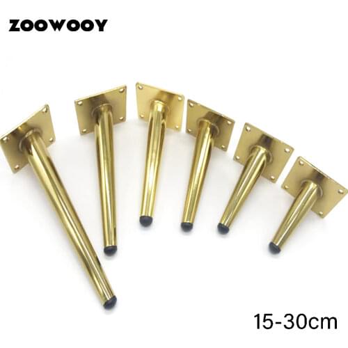 4pcs Gold/Black/Silver Metal Furniture legs Straight Cone And Oblique Cone Table Leg Cabinet Leg Sofa Chair Feet 15/20/25/30CM