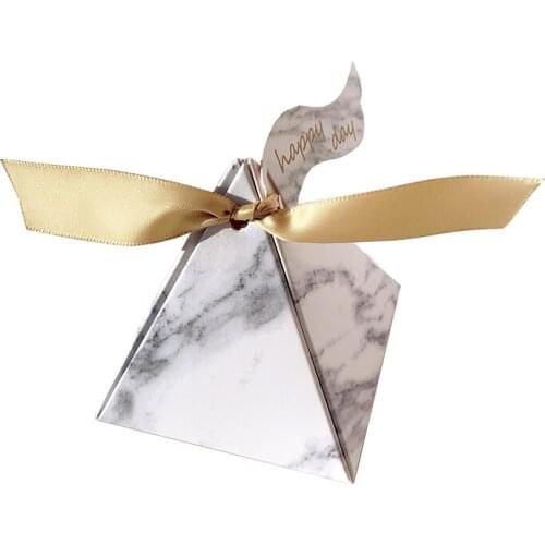 450pcs Hot Sale Triangular Pyramid Pineapple Marble Wedding Favors Candy Box Party Supplies Bomboniera Thanks Gift Chocolate Box