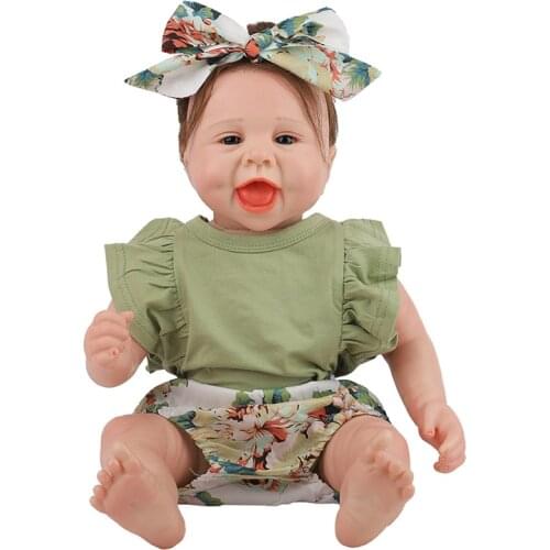 55CM Levi Silicone Reborn Baby Doll Smile Newborn Princess Green Skirt Lifelike Toddler Surprice Doll For Baby Christmas Gift