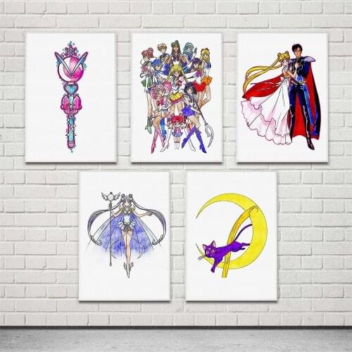 DIY 5D Diamond Painting Full Round Sailor Moo Mosaic Japan Anime Diamond Embroidery Picture Rhinestone Home Decor Gift