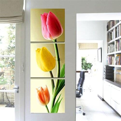 New hot 3pc/set 5D DIY Diamond Painting Flower Tulip Full Square Diamond Embroidery Sale Pictures Of Rhinestone Mosaic Triptych