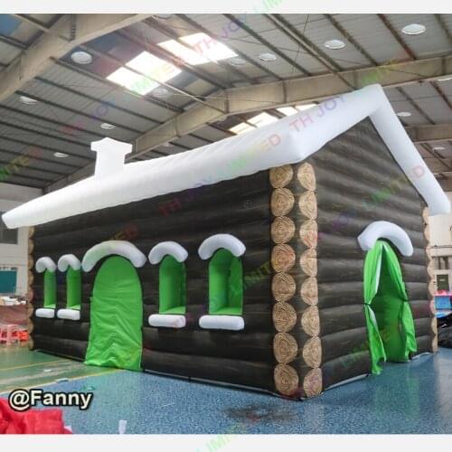 Free Door Shipping New Design 8x5M Inflatable Santa Grotto Inflatable Christmas House For Sale,Wood Print Tents
