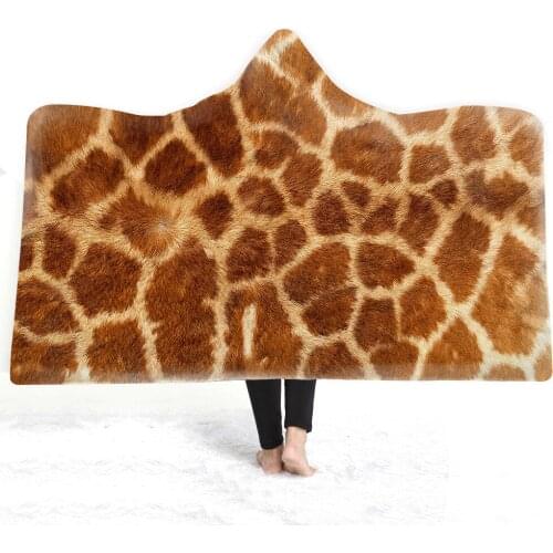 Free shipping Holiday Gift Animal Skin Snake Tiger Giraffe Zebra Print Winter Fleece Hooded Blanket Sofa Camp Throw Travel