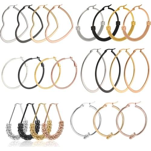 Big Earrings Hoop Exaggerated Titanium Steel Round Circle Earrings Female Ins Ear Clip Cross-Border Jewelry for Women and Girls