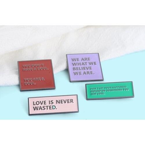 Ins Fashion Creative New Simple Letter Series Alloy Brooch Temperament Love Is Never Wasted All-match Badge Clothing Accessories