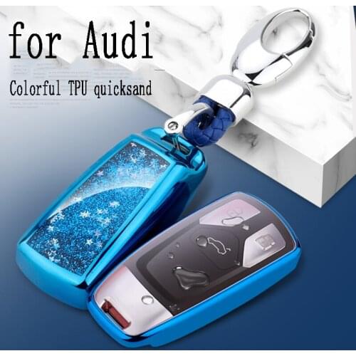 For Audi C6 R8 A1 A3 Q3 A4 A5 Q5 A6 S6 A7 B6 B7 B8 8P 8V 8L TT RS TPU Quicksand Car Remote Control Key Cover Protective Shell