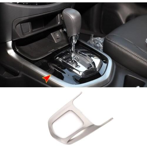 For Nissan Navara 2017-2020 Stainless Silvery Car gear shift knob frame panel Decoration Cover Trim Car accessories Styling 1pcs