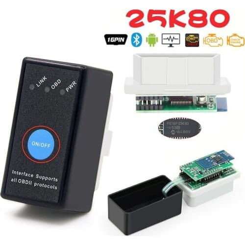ELM327 V1.5 PIC18F25K80 Chip Bluetooth OBD2 J1850 elm327 v1.5 With Power Switch Button OBDII ELM 327 Diagnostic tool Scanner