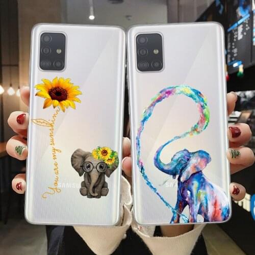 FLYRUI Cute Elephant Cover For Samsung A10 A20 A30 A40 A50 A70 A51 A71 A21S A7 A6 A8 Plus 2018 S10 S20 Plus Ultra Phone Cases