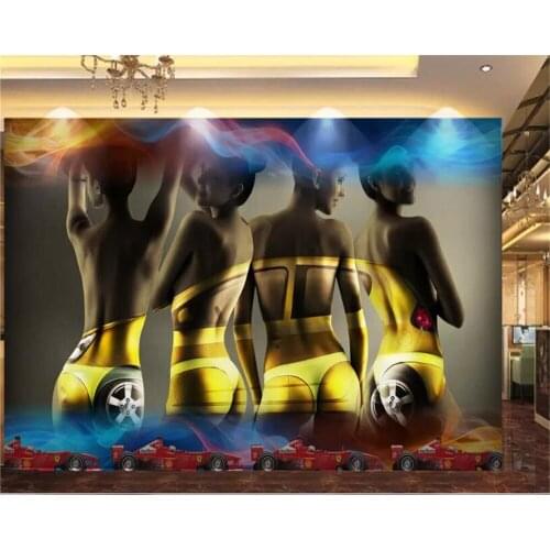 Beibehang wallpaper 3d on the wall Custom photo wallpaper car sexy beauty bar tooling decorative mural background 3d wallpaper
