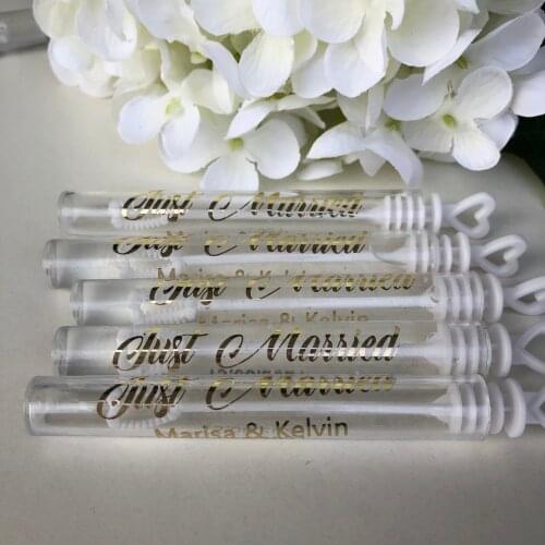 Custom wedding bubble wand stickers personalized foil gold transparent labels ( Bubble bottles not included)