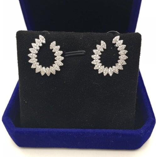 Small Stud Earrings For Women With Cz Pave Setting Stones U Shaped Curved Ear Accessories Gift Brincos