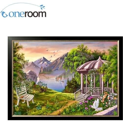 64-45 Needlework Craft Heirloom Quality Counted Cross Stitch Kit Set DIY Oil painting 14 ct Scenic Wayside Pavilion3th