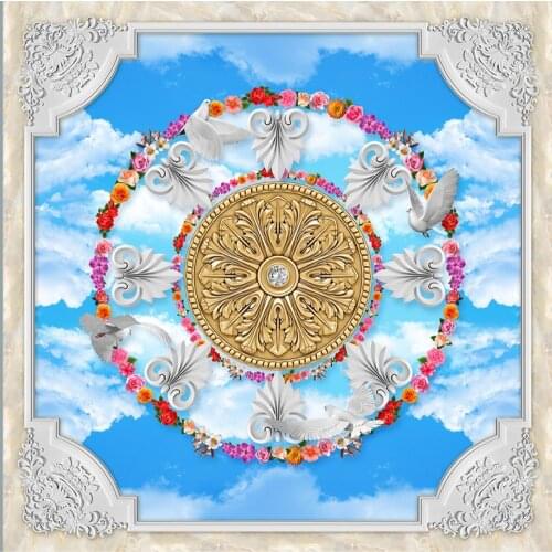 Ceiling Wall Painting Living Room Bedroom Wallpaper Home Decor relief ceilings blue sky ceilings