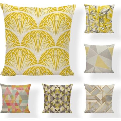 New Arrival Yellow Geometric Pillowcase Marble Local Gold Beach Lounge Chair Office Chair Car Seat Decoration Cushion Cover
