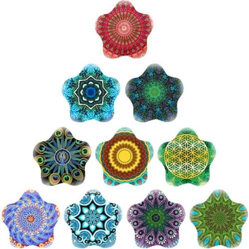 New Fashion Jewelry Retro Colorful Flower Fashion Single Product Printed Glass Flower Pattern Cabochon Flat Back Jewelry