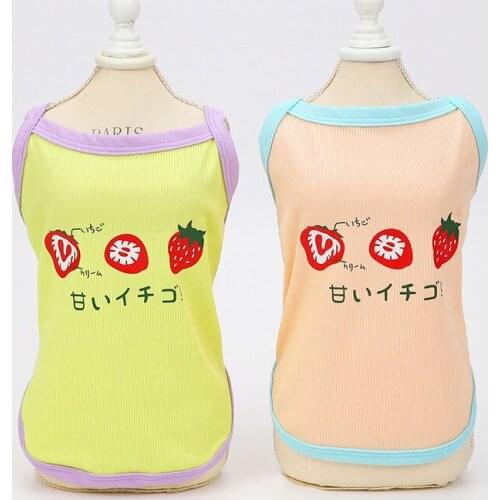 Pet Clothing Cartoon Dog Clothes for Small Dogs Fruit Letter Print Pets Vest Outfits Spring Summer Strawberry Ropa Para Perro