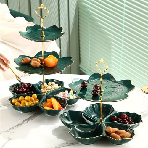 European Style Cake Stand Ceramic Afternoon Tea Fruit Dessert Snack Luxury Cake Stand Wedding Assiette Kitchen Supplies DG50TD