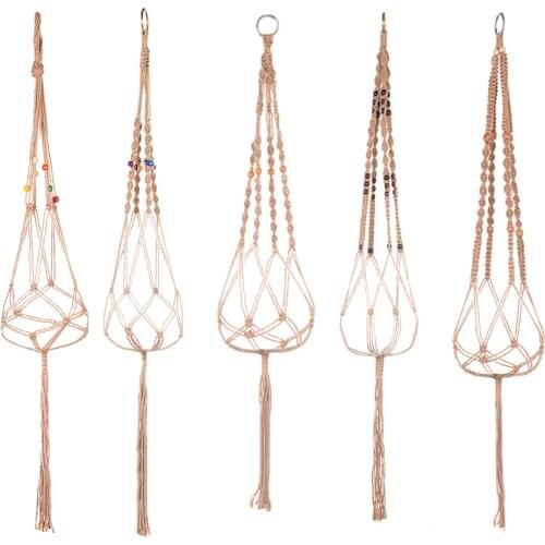 Hand Knitting Natural Fine Cordage Indoor Balcony Garden Decor Flower Pot Pant Hanging Hemp Rope #W0