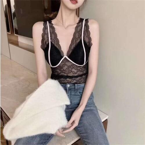 Sexy Lacen Tank Top Beauty Back Vest Crop Tee Padded Shape Hollow Sexy Camisole Feminino Top топ Comfortable Cami топики женские