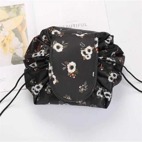 Lazy Men Storage Bag Printing Drawstring Makeup Organizer Portable Travel Cosmetics Women Bag Rolling Round Dustproof Cover