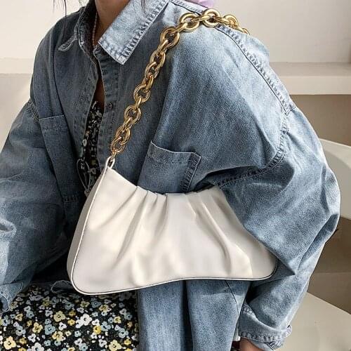 Fashion Thick Chain PU Leather Bag Luxury Hobos Designer Handbags Women Bags Shoulder Purses Dumpling Bag Totes Bag